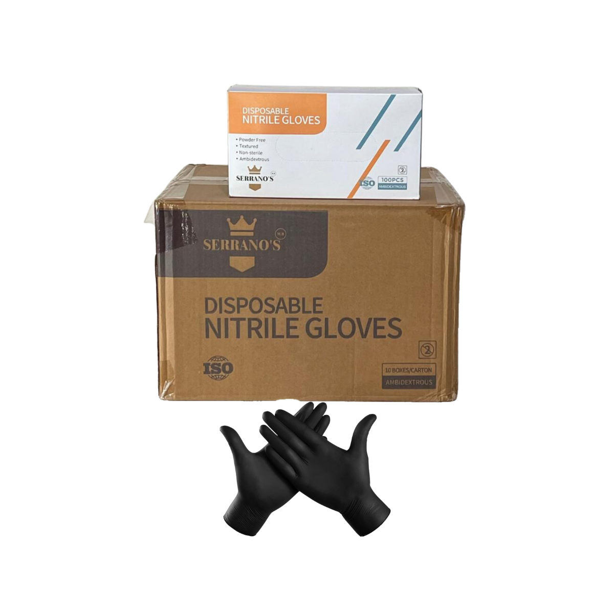 Guante De Nitrilo, Libre De Látex, 1000 Piezas. Color Negro, Talla Mediana.